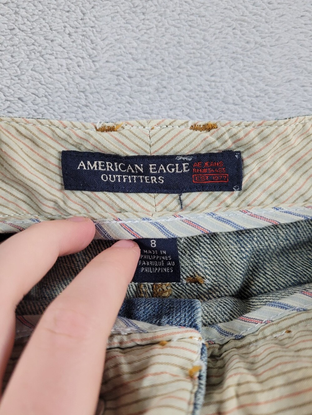 American Eagle Outfitters Light Blue Denim Pleated Mini Skirt Y2K - Picture 8 of 10